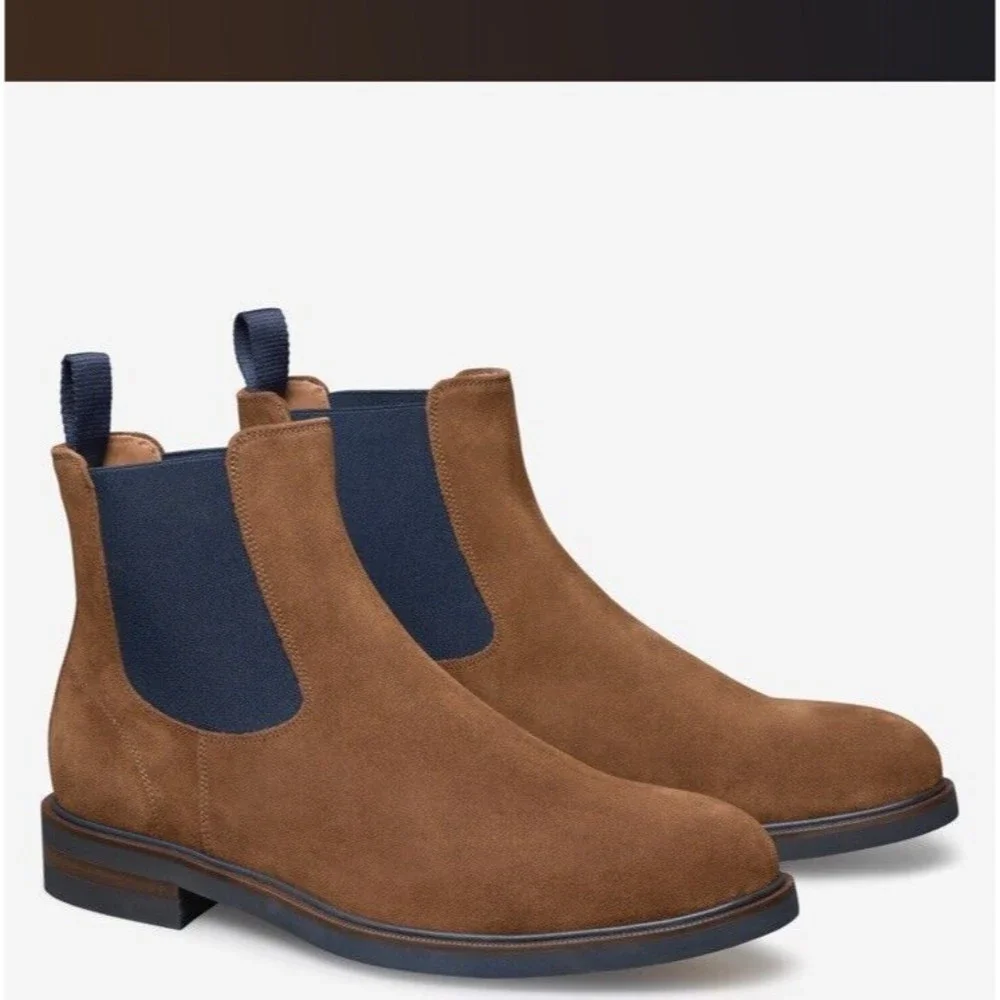 New Johnston & Murphy Collection Hartley Chelsea Boot Suede Leather 11 M Italy